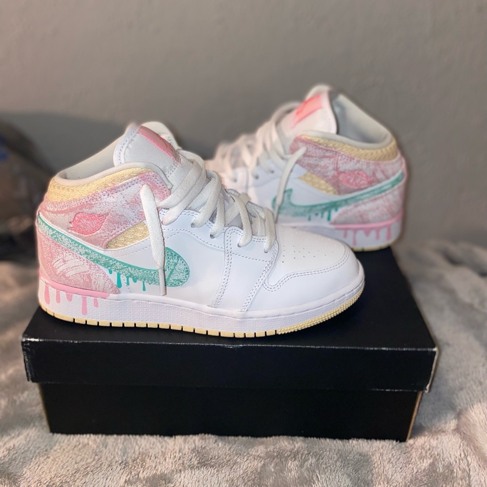 AIR JORDAN 1 MID SE GS 'PAINT DRIP'